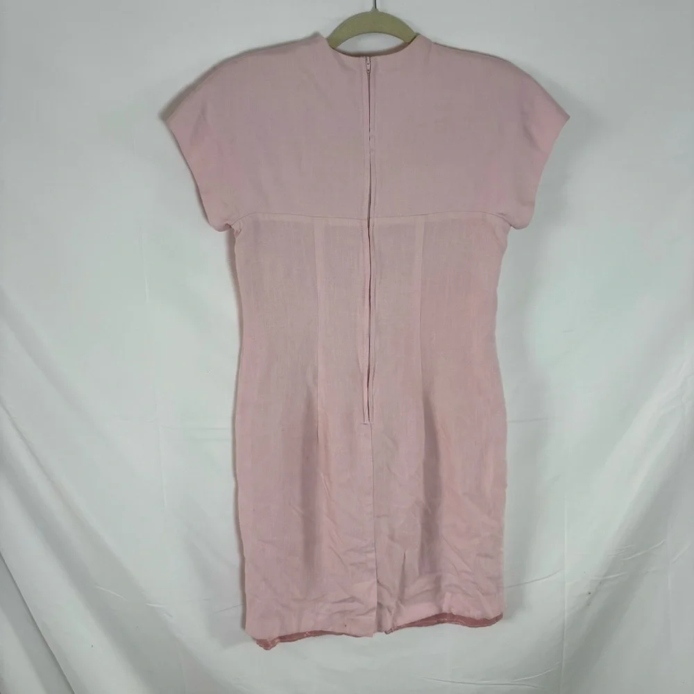 Vintage 80s pastel pink classic mod retro dress mini swirl Jessica Howard